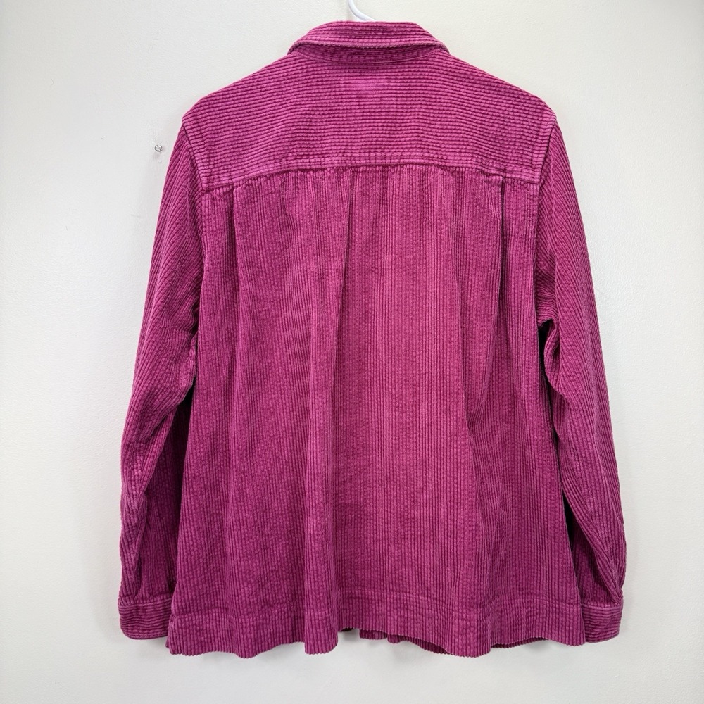 LL Bean Berry Pink Comfort Corduroy Relaxed Button Shirt Shacket Pockets Size XL - Picture 7 of 12